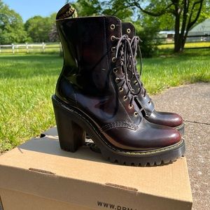 Doc Martens, Kendra style (heeled boot), cherry red. Worn once
